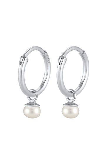 ELLI PREMIUM Ohrringe Creolen Einhänger Süßwasserzuchtperle 925 Silber Silber