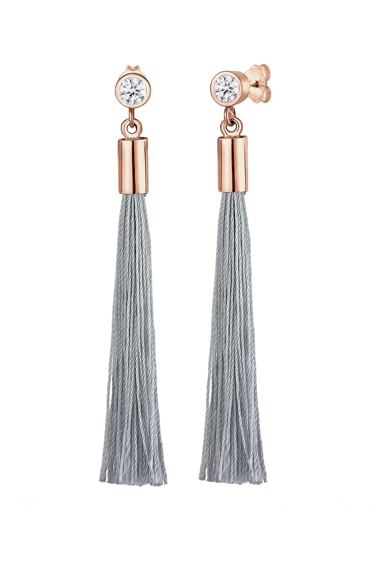 ELLI Ohrringe Tassel Solitär Geo Kristalle 925 Silber Rosegold, Bild 1