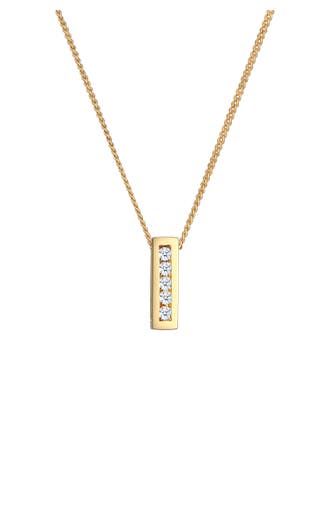 ELLI DIAMONDS Kette Anhänger Diamanten Weiß Brillantschliff (0.075 ct) 585 Gelbgold Gold