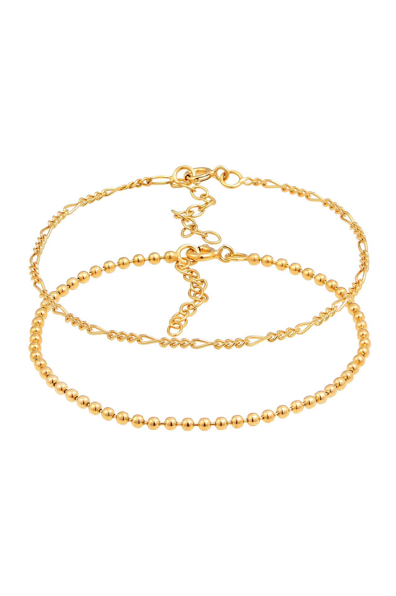 ELLI Armband Armkettchen-Set Figaro Kugel Basic 925 Silber Gold, Bild 1