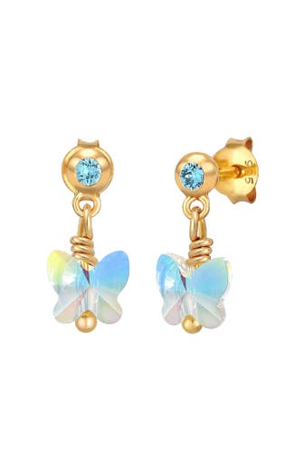 ELLI Ohrringe Kinder Schmetterling mit Kristallen von Swarovski® 925 Silber