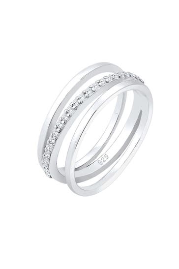 ELLI PREMIUM Ring Wickelring Zirkonia Weiß 925 Sterling Silber Silber