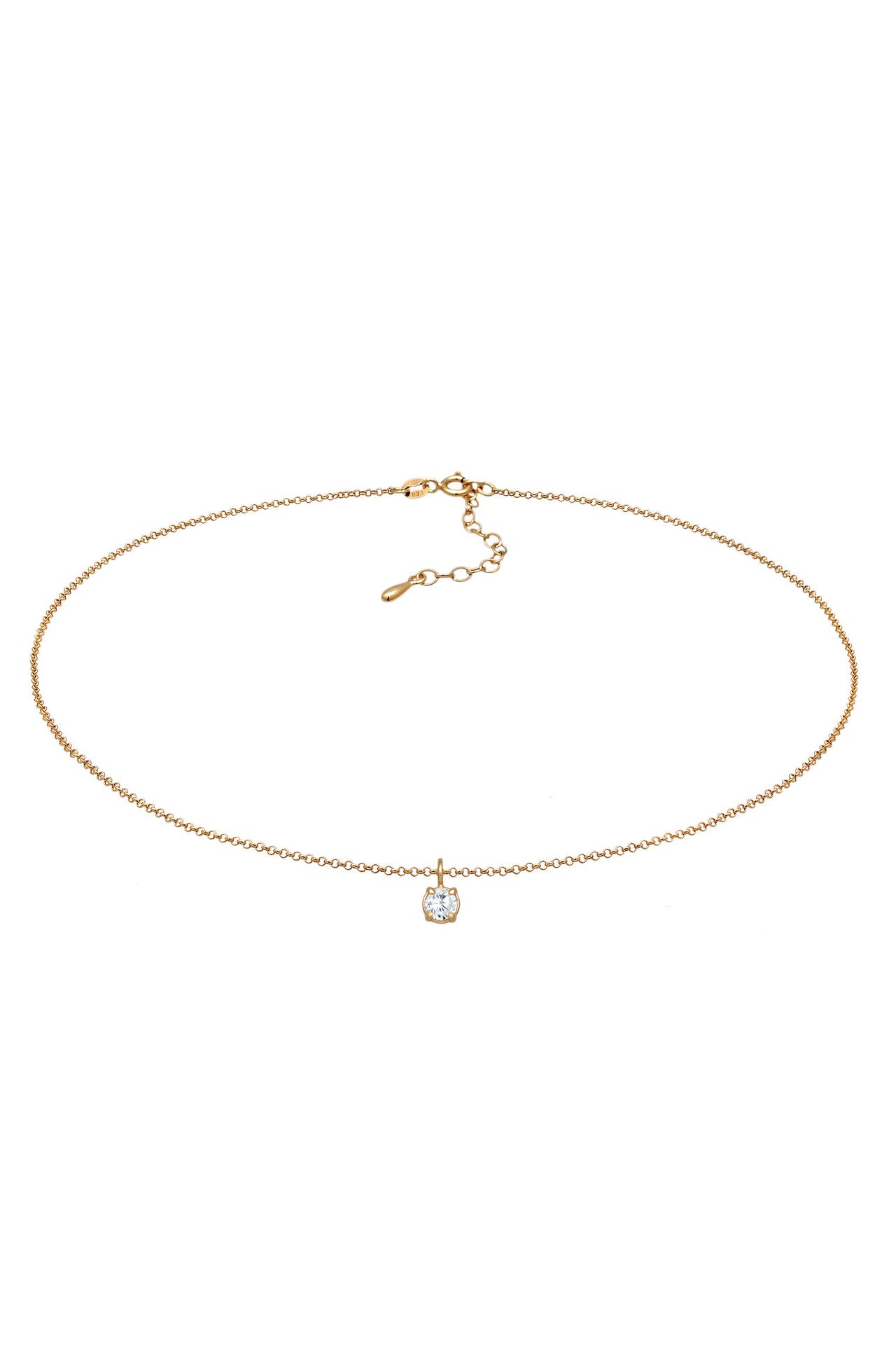 ELLI Kette Choker Zirkonia Solitär Basic 925 Sterling Silber Gold, Bild 1