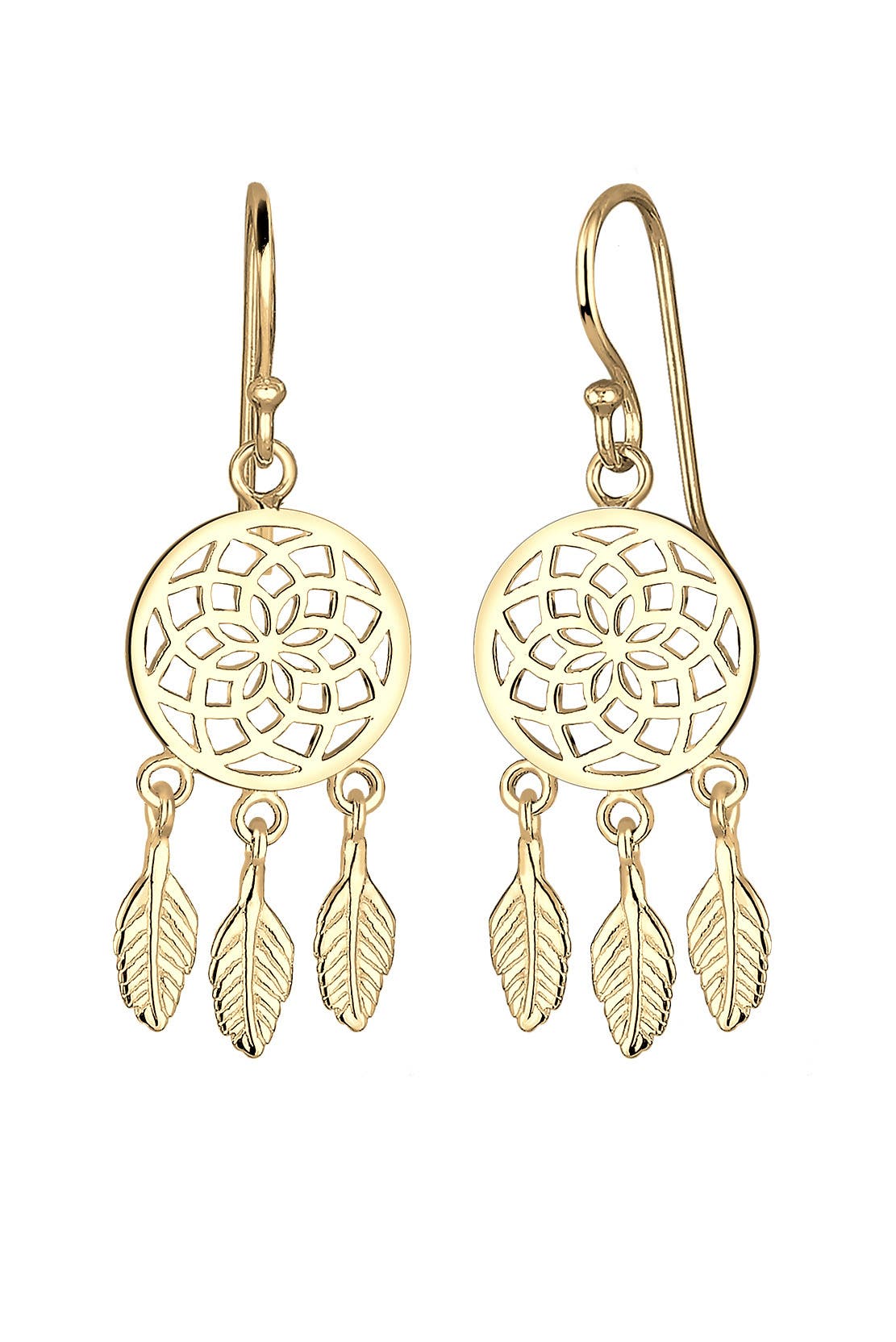 ELLI Ohrringe Traumfänger Federn Boho Festival 925 Silber Gold, Bild 1