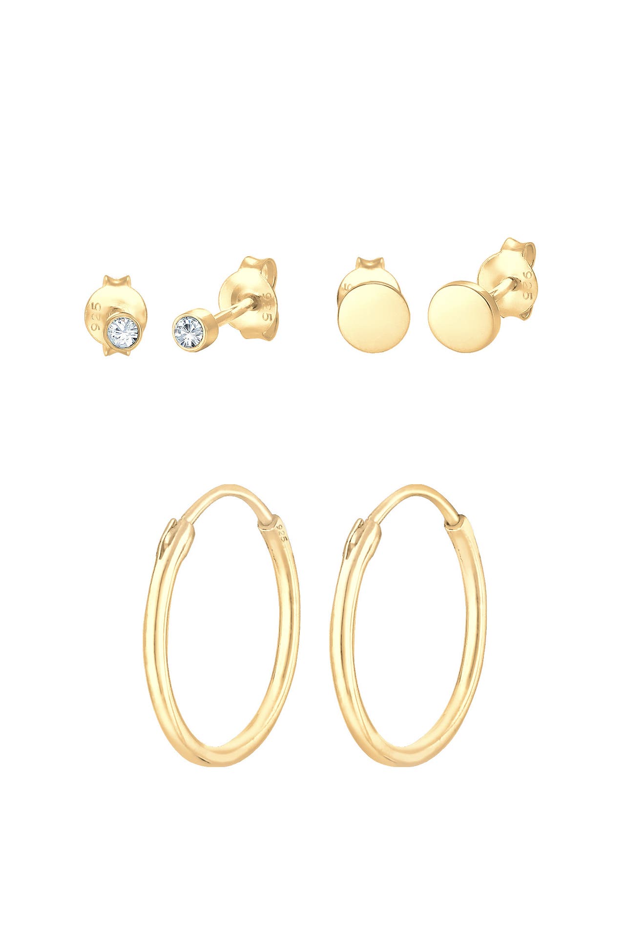 ELLI Ohrringe Ohrstecker 3er Set 925 Sterling Silver Gold, Bild 1