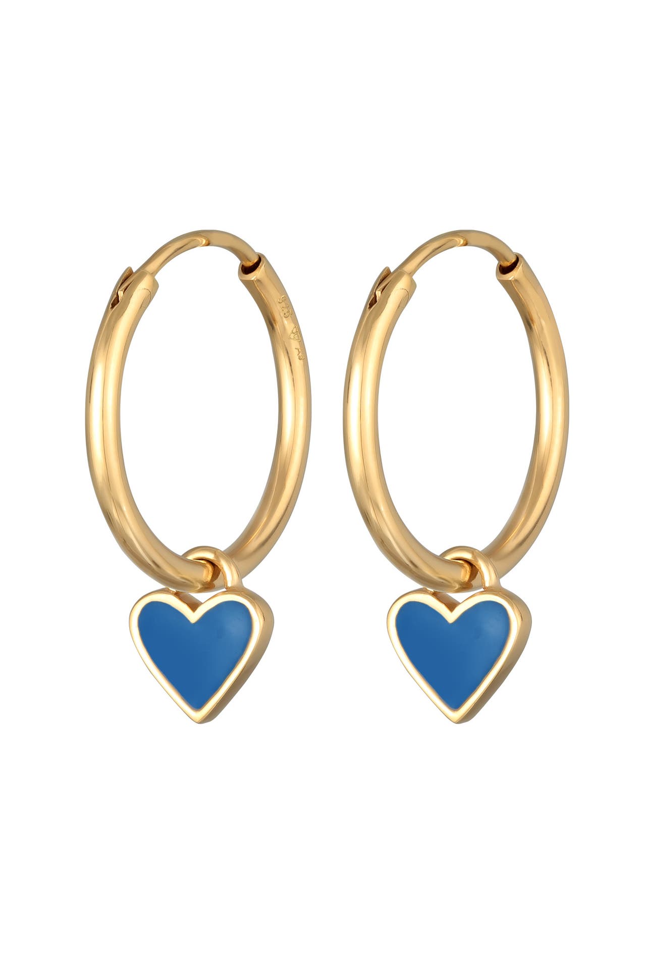 ELLI Ohrringe Creolen Herz Love Emaille 925 Silber Blau, Bild 1