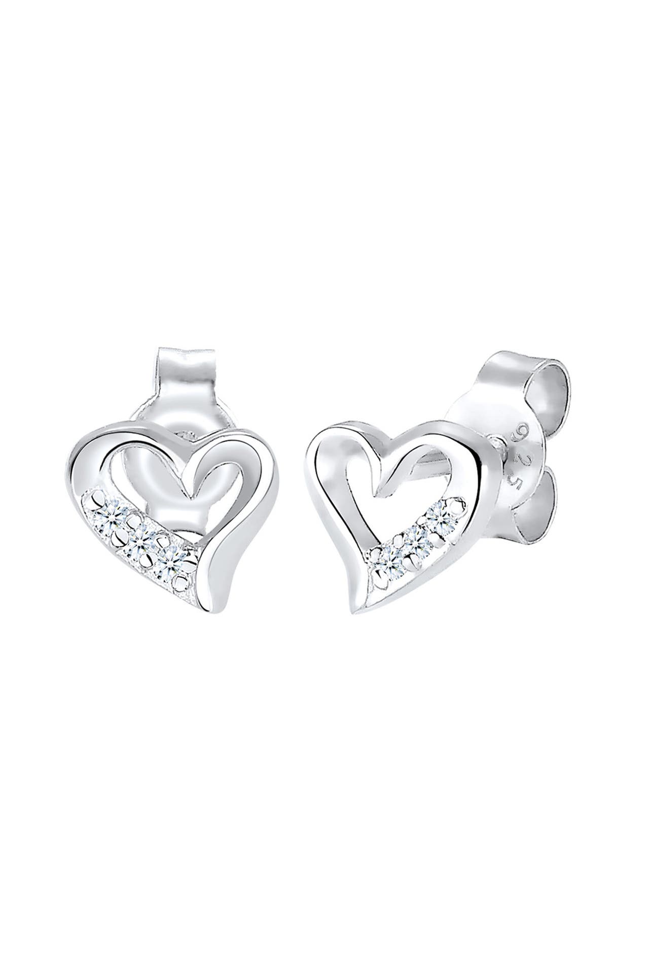 ELLI DIAMONDS Ohrringe Ohrstecker Herz Diamant Weiß ((0.03 ct) 925 Sterling Silber Silber, Bild 1