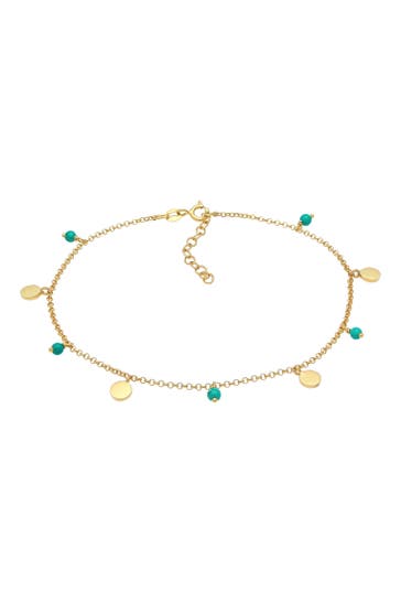 ELLI Fusskettchen Erbskette Plättchen Howlith Türkis 925er Silber Gold