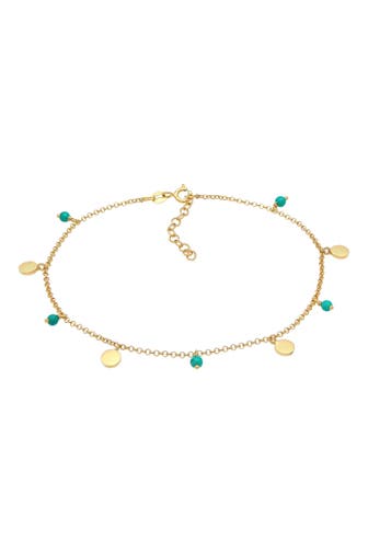 ELLI Fusskettchen Erbskette Plättchen Howlith Türkis 925er Silber Gold