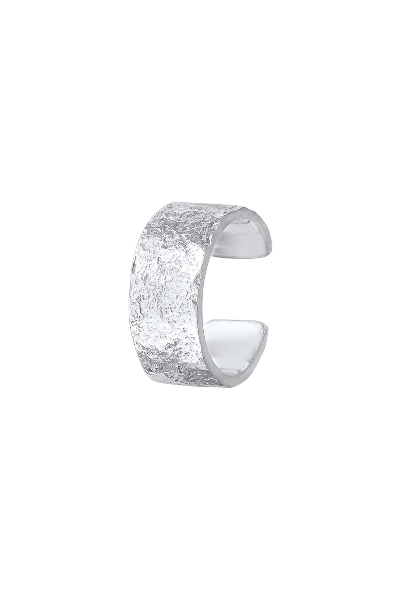 ELLI Ohrringe Earcuff Breit Basic Gehämmert 925 Silber Silber, Bild 1