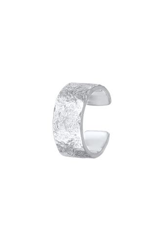 ELLI Ohrringe Earcuff Breit Basic Gehämmert 925 Silber Silber
