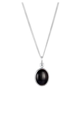 ELLI Kette Onyx Anhänger Oval Klassisch 925 Silber Schwarz