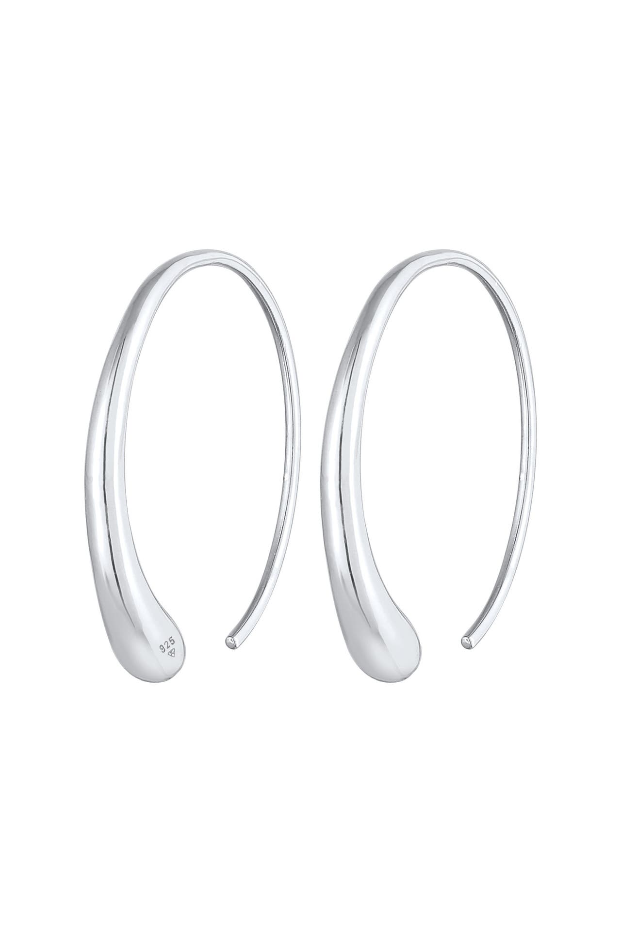 ELLI Ohrringe Creole Tropfen Oval Offen Basic 925 Silber Silber, Bild 1