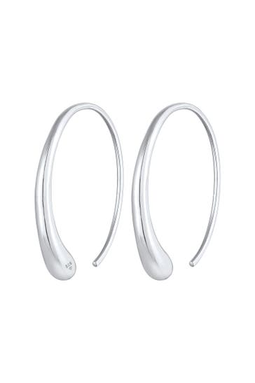 ELLI Ohrringe Creole Tropfen Oval Offen Basic 925 Silber Silber