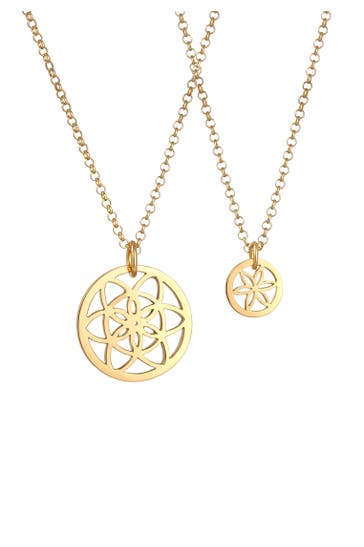 ELLI Kette Blume des Lebens Mutter Tochter 2er Set Silber Gold