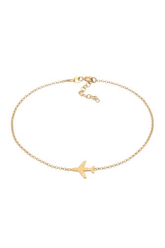 ELLI Fusskettchen Flugzeug Travel Reise Basic 925 Silber Gold