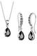 Schmuckset Tropfen Zirkonia Weiß 925 Sterling Silber Schwarz