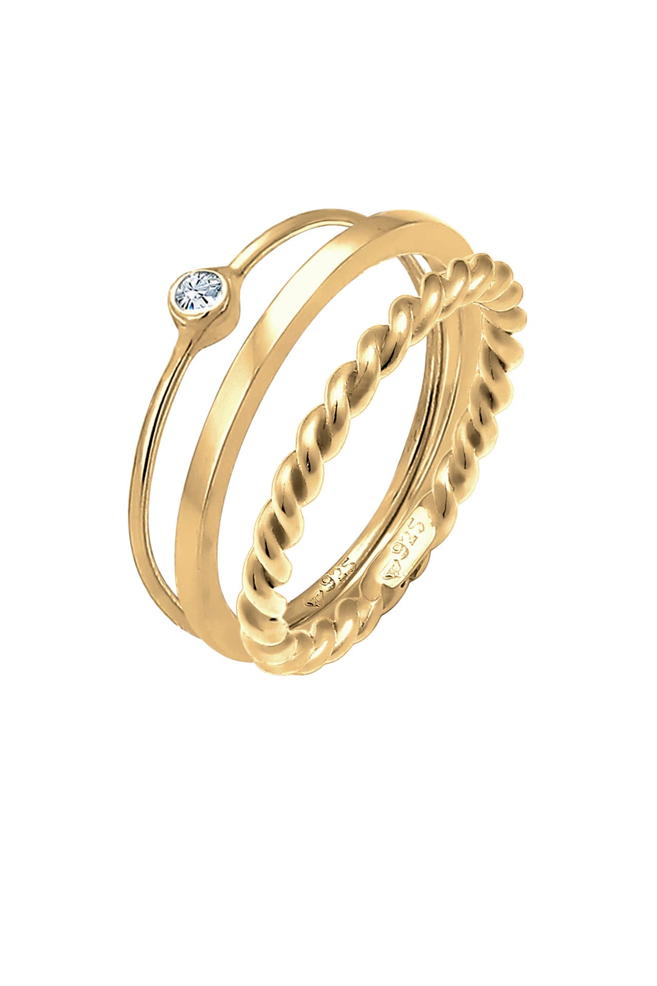 ELLI Ring Ring-Set mit 925 Silber, mit Kristallen von Swarovski® Gold, Bild 1