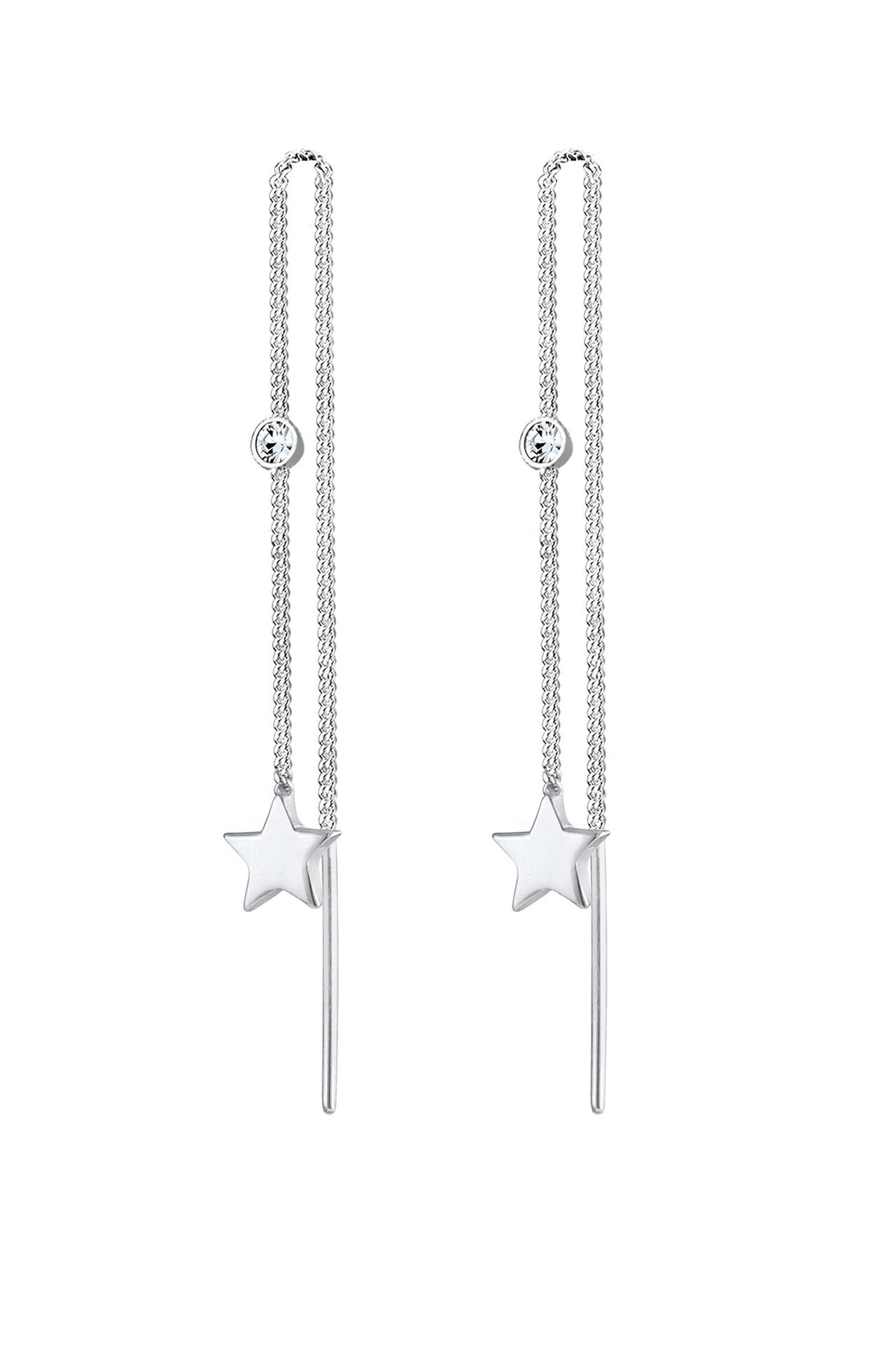 ELLI Ohrringe Sterne Durchzieher 925 Silber, mit Kristallen von Swarovski® Silber, Bild 1