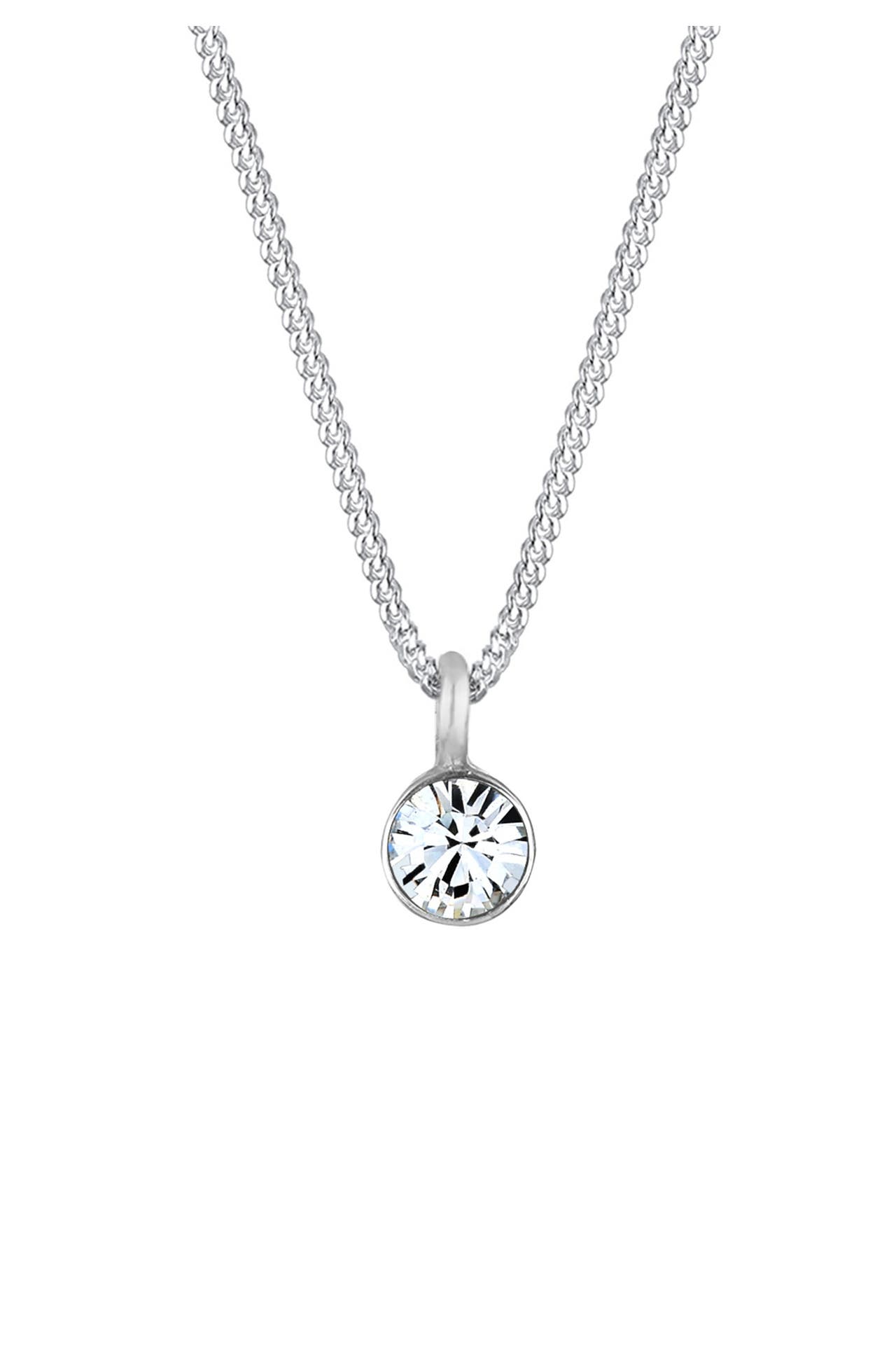 ELLI Kette Solitär Rund Schmuck Geschenk mit Kristallen von Swarovski® 925 Silber Silber, Bild 1