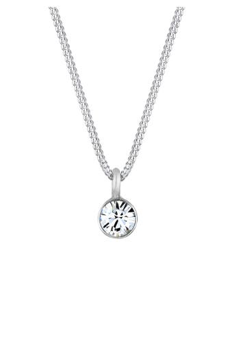 ELLI Kette Solitär Rund Schmuck Geschenk mit Kristallen von Swarovski® 925 Silber Silber