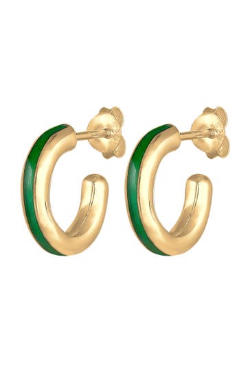 ELLI Ohrringe Creolen Stecker Emaille Edel 925 Silber Gold