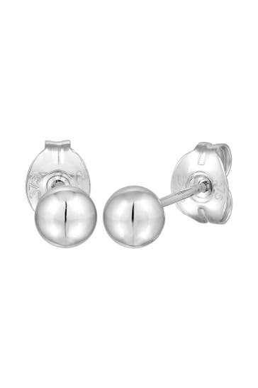 ELLI PREMIUM Ohrringe Ohrstecker Kugel Ball 4 mm 375 Weißgold Weiß