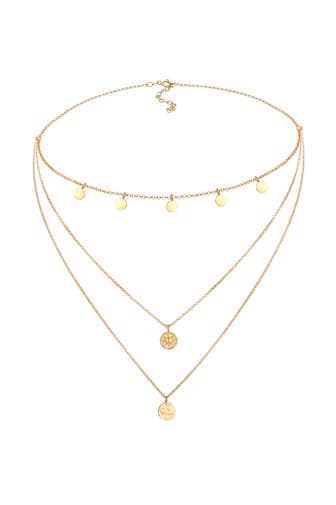 ELLI Kette Kreis Rund Coin Layer Organic Vintage 925 Silber Gold