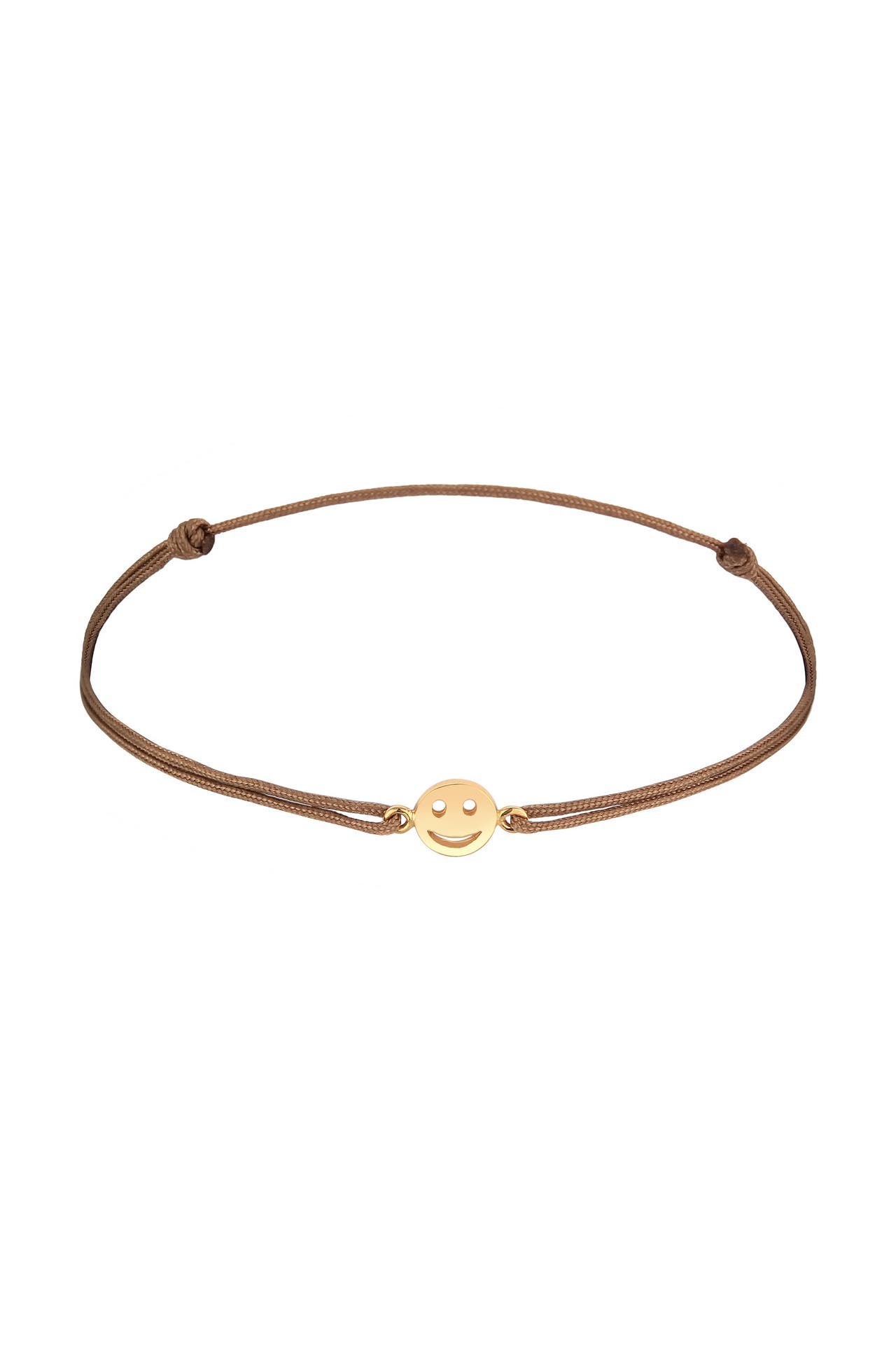 ELLI Armband mit Smile Face Textil 925 Silber vergoldet Braun, Bild 1