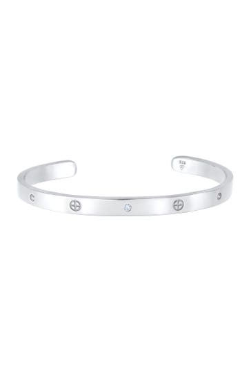 ELLI PREMIUM Armband Geo Bangle Kreuz Minimal Zirkonia 925 Silber Silber