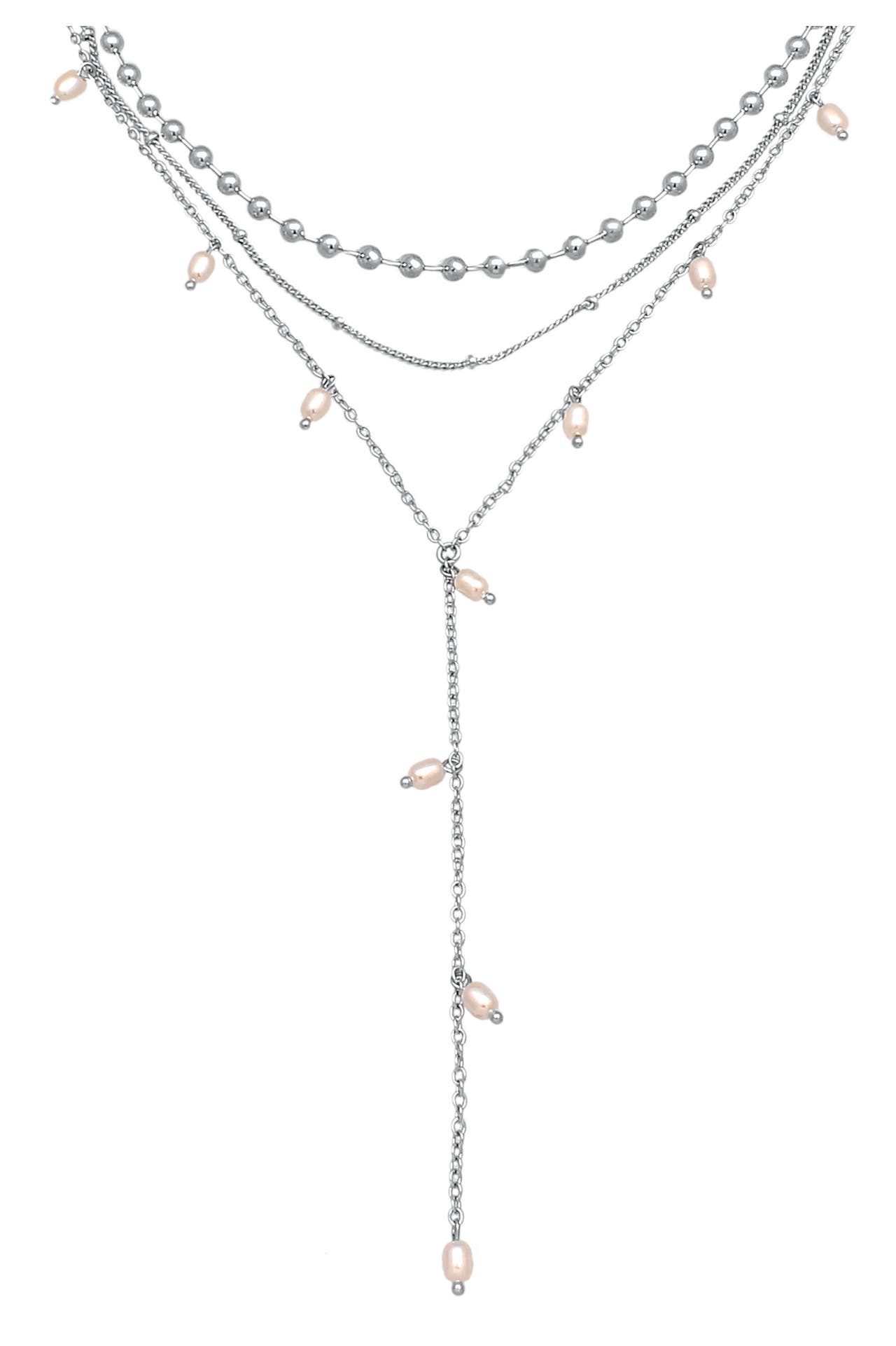 ELLI Kette Y-Kette Layer Kugel Perlen Design Silberfarben 3er Set Silber, Bild 1