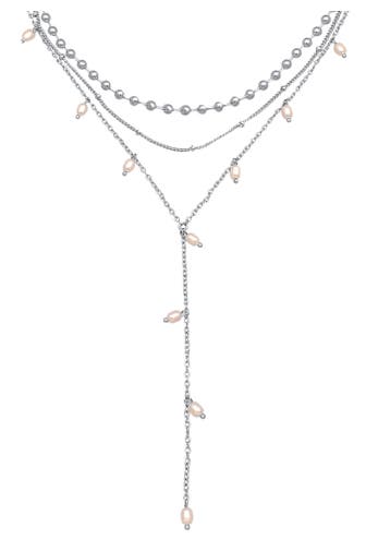 ELLI Kette Y-Kette Layer Kugel Perlen Design Silberfarben 3er Set Silber