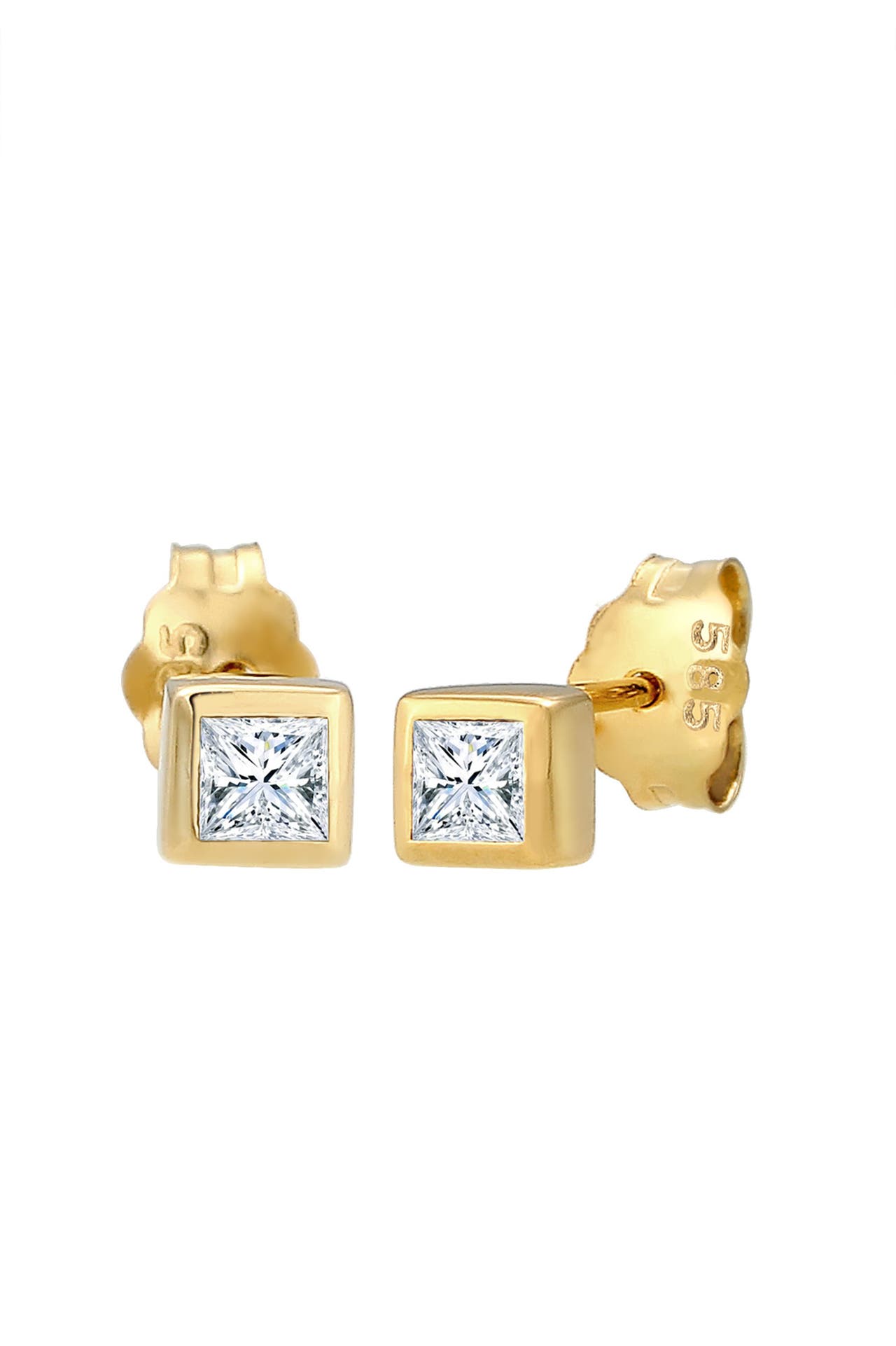 ELLI DIAMONDS Ohrringe Ohrstecker Quadrat Diamant (0.2 ct) 585 Gelbgold Gold, Bild 1