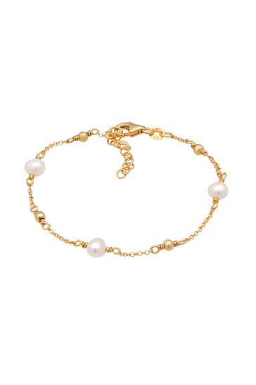 ELLI Armband Erbskette Kugeln Süßwasserzuchtperle 925er Silber Gold