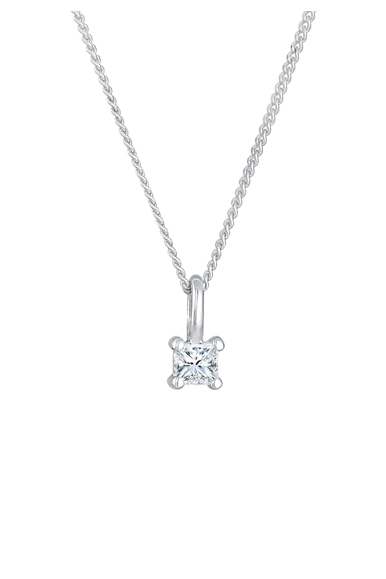 ELLI DIAMONDS Kette Diamant (0.1 ct) Viereck Solitär 925 Silber Silber, Bild 1