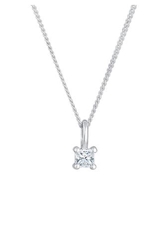 ELLI DIAMONDS Kette Diamant (0.1 ct) Viereck Solitär 925 Silber Silber