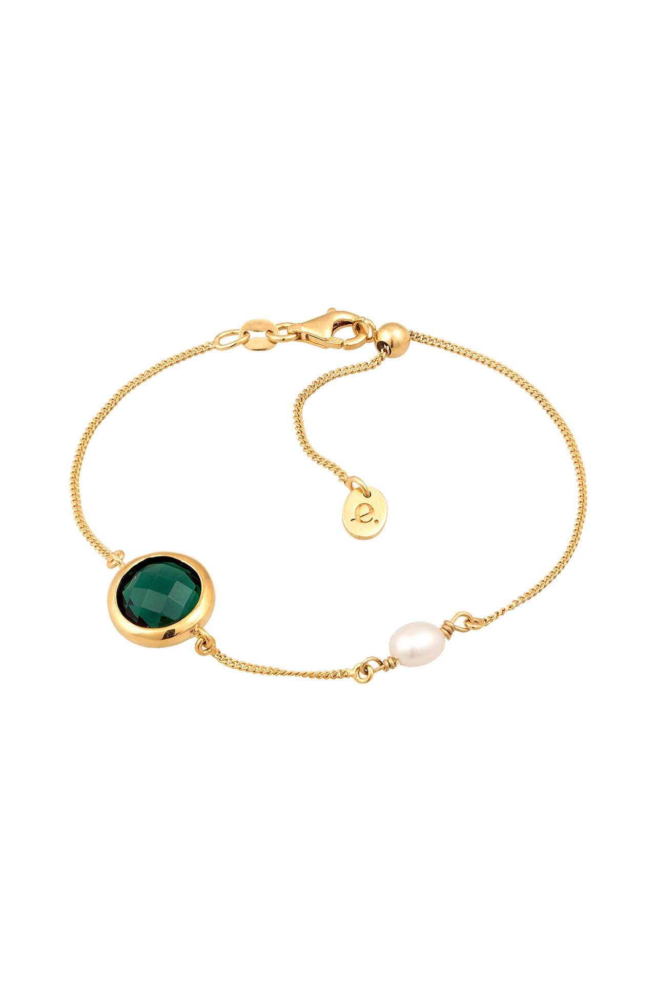 ELLI PREMIUM Armband Süßwasserzuchtperle Quarz Grün 925 Sterling Silber Gold, Bild 1