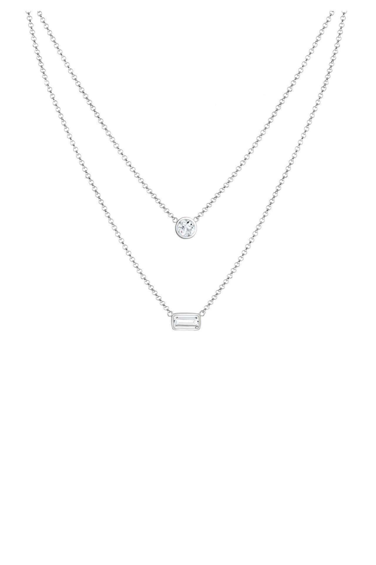 ELLI PREMIUM Kette Layer mit Topas Edelstein 925 Sterling Silber Silber, Bild 1