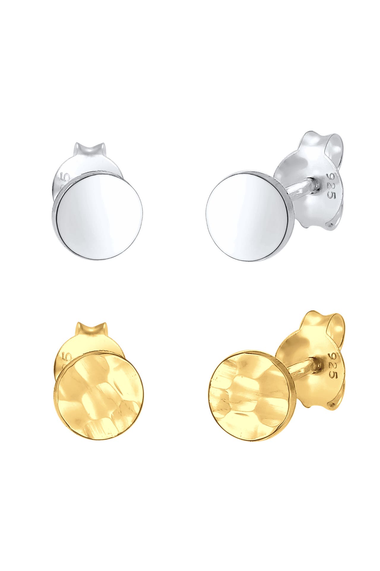 ELLI Ohrringe Set Geo Ohrstecker Gehämmert 925 Silber Bunt, Bild 1