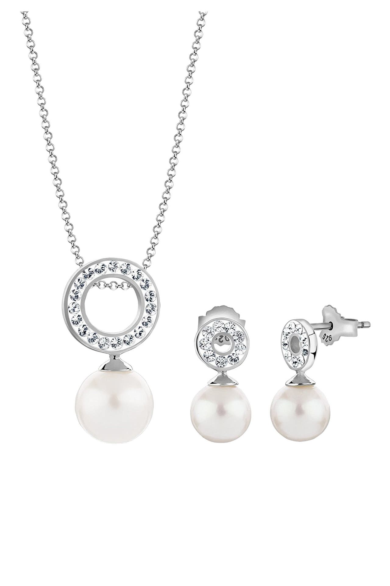 NENALINA Schmuckset Kreis Kristalle Perlen 925 Silber Silber, Bild 1
