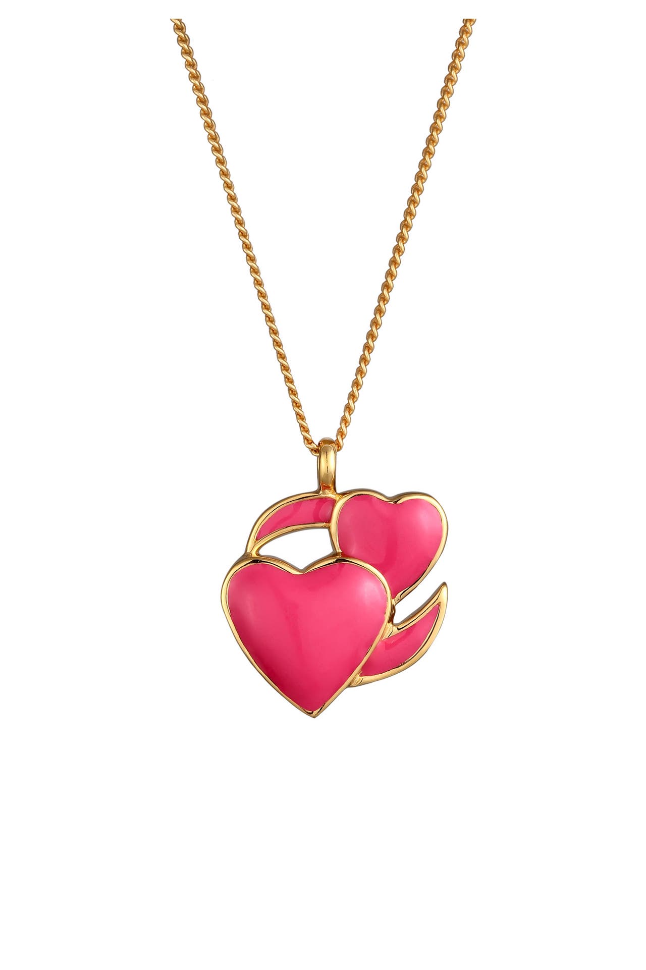 ELLI Kette Emoji Herz Emaille Rosa 925 Sterling Silber Gold, Bild 1
