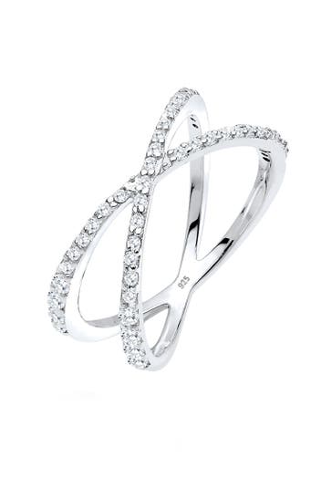 ELLI Ring Silberring Kreuz mit Zirkonia 925 Silber Weiß
