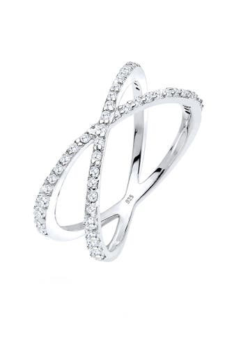 ELLI Ring Silberring Kreuz mit Zirkonia 925 Silber Weiß