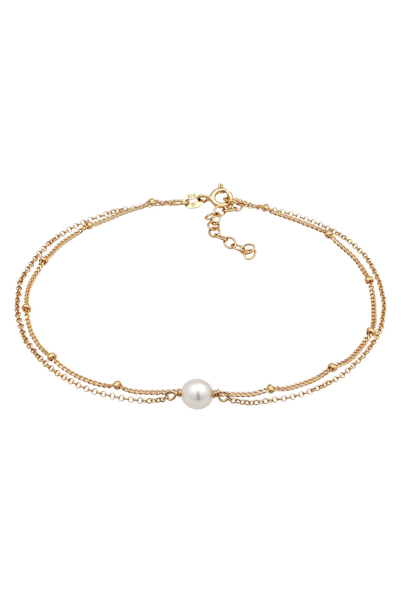 ELLI Fusskettchen Muschelkernperle Kugelkette Layer 925 Silber Gold, Bild 1
