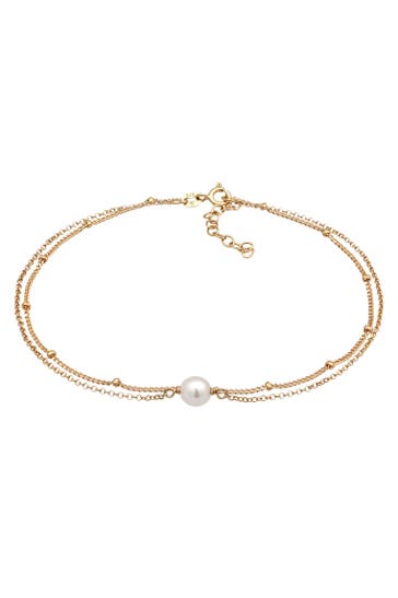 ELLI Fußschmuck Muschelkernperle Kugelkette Layer 925 Silber