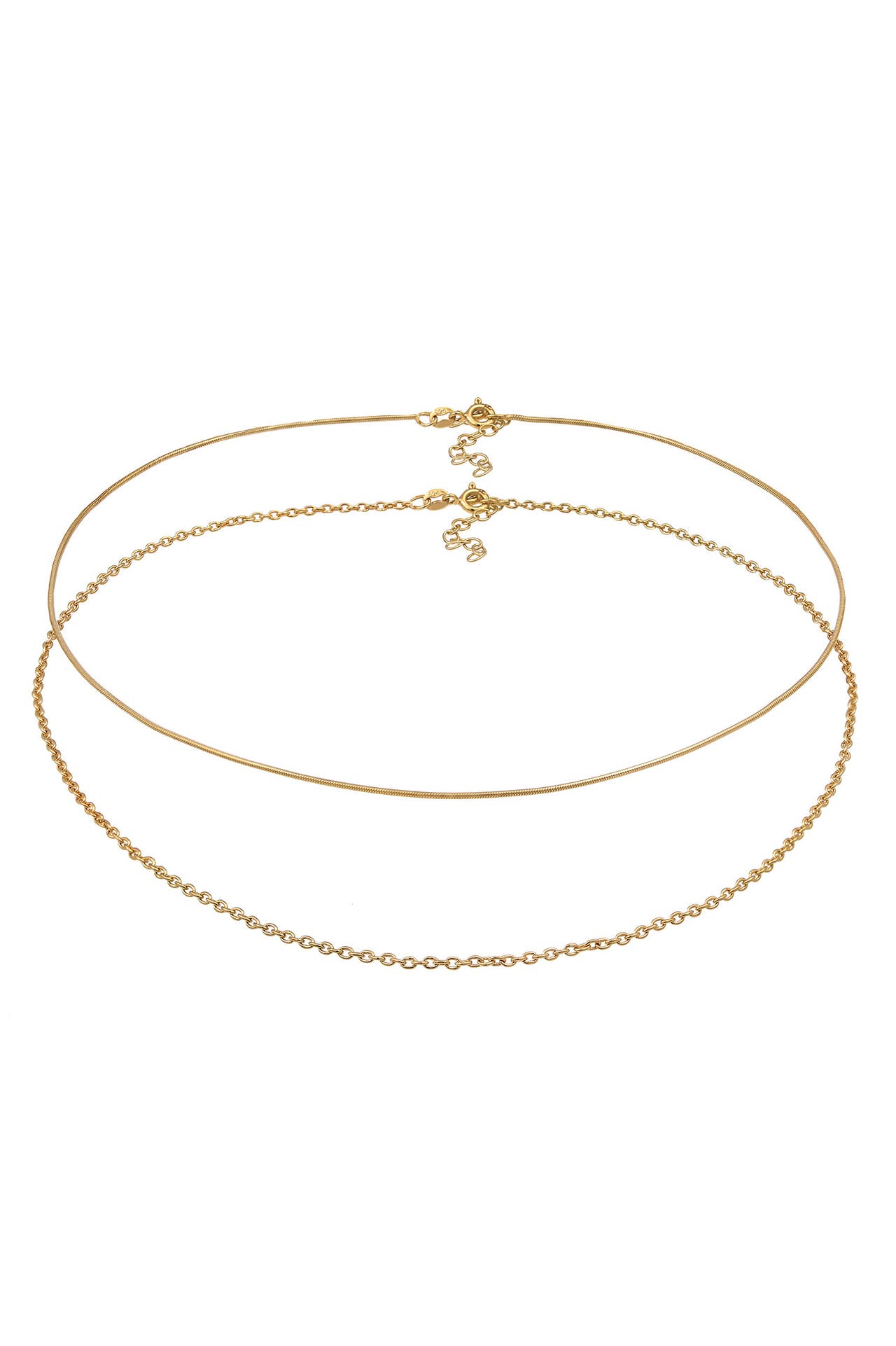 ELLI Kette Choker Set (2tlg) Schlangen Ankerkette 925 Silber Gold, Bild 1