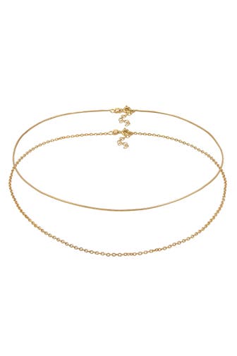 ELLI Kette Choker Set (2tlg) Schlangen Ankerkette 925 Silber Gold