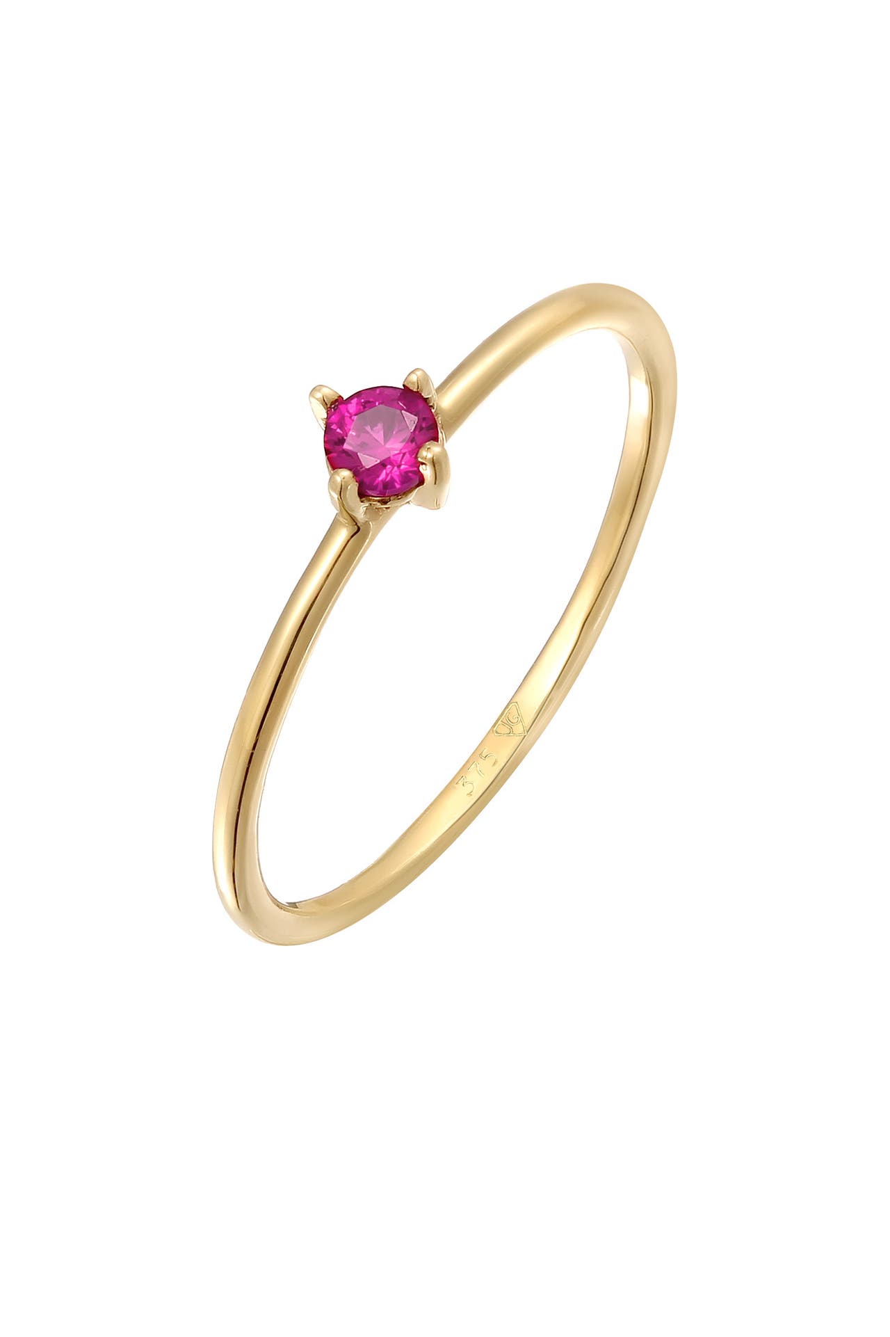 ELLI PREMIUM Ring Synthetischer Rubin Rosa Diamantschliff (1ct) 375 Gelbgold, Bild 1