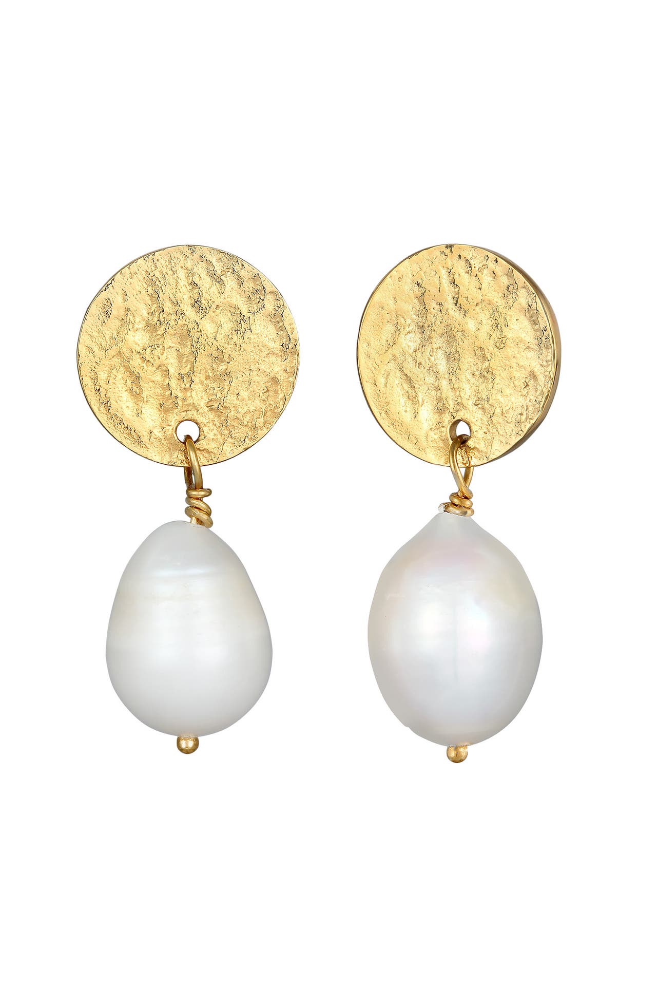 ELLI PREMIUM Ohrringe Plättchen Organic Süßwasserperle Barock 925 Silber Gold, Bild 1