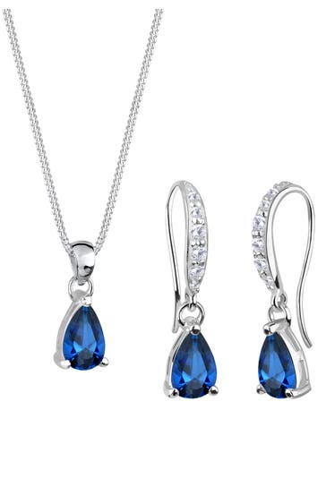ELLI Schmuckset Tropfen Zirkonia Synthetischer Saphir Blau 925 Sterling Silber Blau